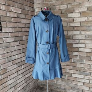 Women's Blue Belted Trench Coat